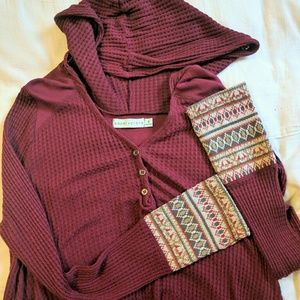 UO urban outfitters thermal cuff hooded tunic